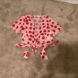 Strawberry wrap crop top